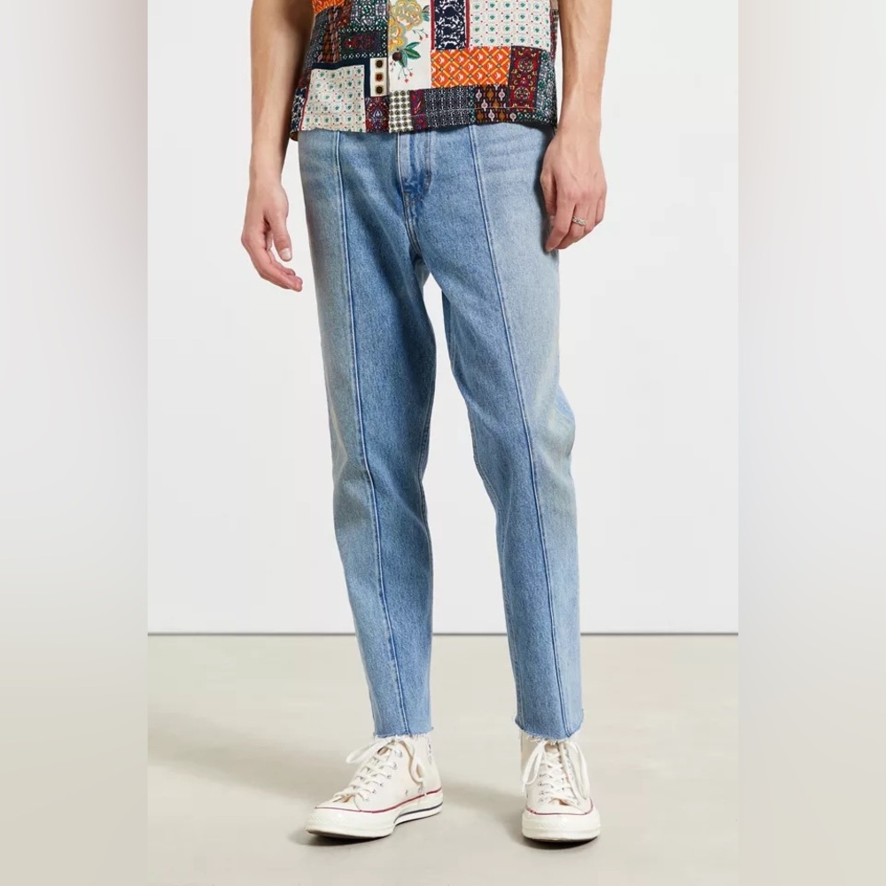 BDG Splice Dad Slim Taper Fit Jeans size 32 Two Tone Blue Denim Streetwear 90s